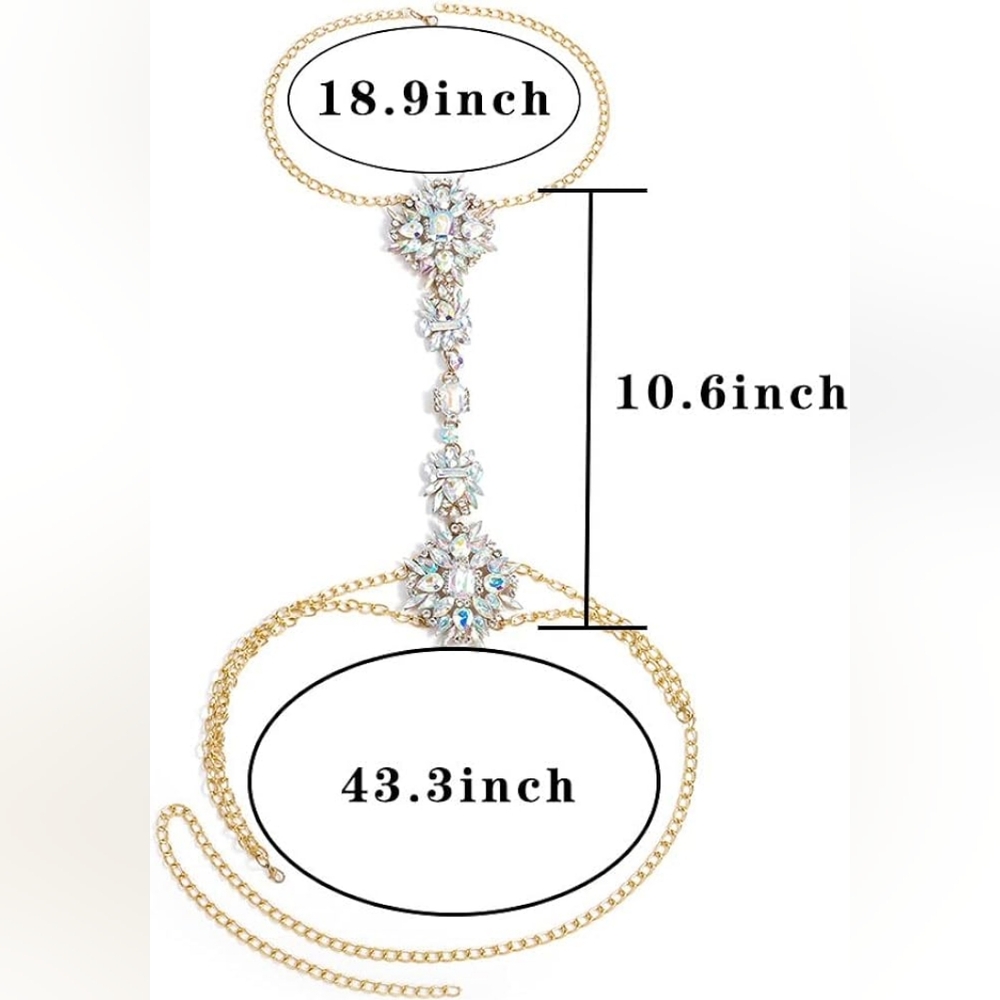 Boho Rhinestone Statement Chest/Body Chain - Picture 2 of 7